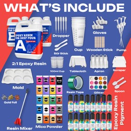Deep Pour Epoxy Resin Kit 1.2 Gallon, 2-4 Inch 2:1 Clear Deep Pour Resin