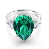 Gem Stone King 925 Sterling Silver Pear Shape Green Nano