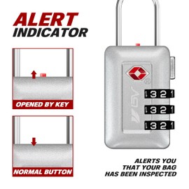 BV TSA Accepted Luggage Travel Lock, Set-Your-Own Combination Lock for School Gym Locker, Luggage Suitcase Baggage Locks, Filing Cabinets, Toolbox, Case (Silver, 2 Pack)