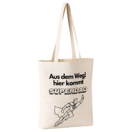 FremiBag "Super Dad" Fabric Bag - Jute Bag Printed with Long Handle, Cotton Fabric Bag with Print - Gift Father - Father's Day - Cotton Bag as a Gift, natural