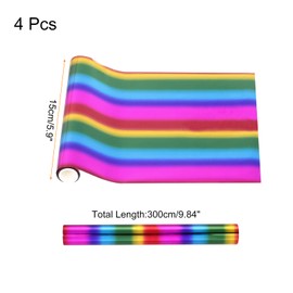 QUARKZMAN Pack of 4 Toner Reactive Film, Metallic Transfer Hot Foil Roll 15 cm x 300 cm Deco Film Transfer Sheets Paper for Hot Foil Pen Scrapbooking Heat Transfer Colourful