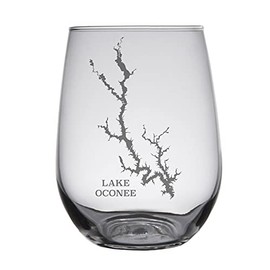 HullSpeed Designs Lake Oconee - Set of 2 Stemless Wine Glasses - Laser Engraved