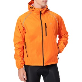 Men's Cycling Running Rain Jacket Lightweight Waterproof Biking Hiking Windbreaker Raincoat Reflective Packable