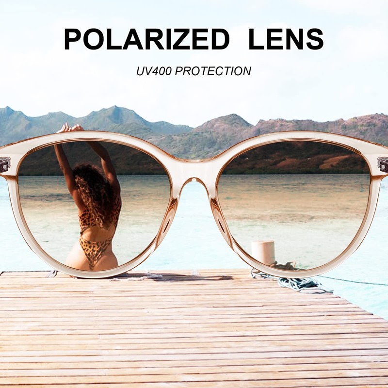 AVAWAY Clear Frame Polarized Sunglasses for Women Trendy UV Protection