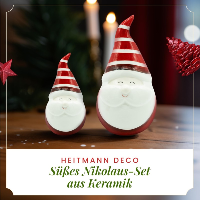 HEITMANN DECO Ceramic Santa Claus Set, Approx. 16 x 10.6
