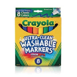 Crayola Washable Markers, Broad Point, Classic Colors, 8/Pack
