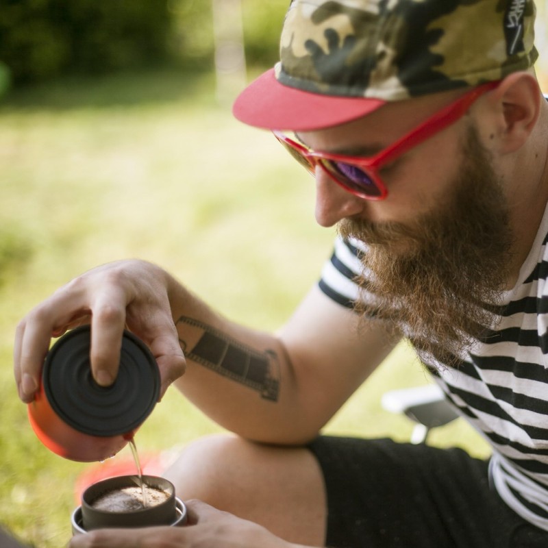 Cafflano Klassic : All-in-1, Drip Kettle+Grinder+Permanent Stainless Filter Dripper+Double-wall Tumbler,