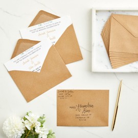 Juvale A6 V-Flap Brown Envelopes - Durable 120 GSM A6 Craft Envelopes - Secure V-Flap Closure for Wedding Invitation - Suitable for Shower Invitation - 4.25 x 6.25 in, Pack of 50