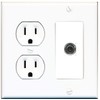 15 Amp Duplex Round Power Outlet 1 Port 3.5mm Headphone/Aux