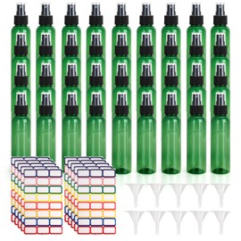 YEUIKERR 36 Pack Fine Mist Small Spray Bottles 4 oz/120 ml Plastic Spray Bottles, Empty Small Travel Spray Bottle, Refillable Mini Sprayer Bottle Bulk with Funnels and Labels, Green