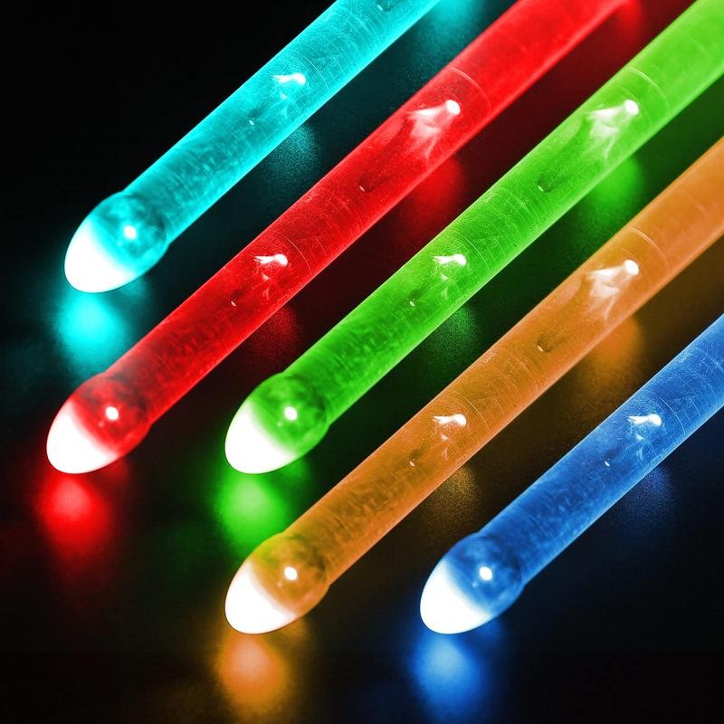 Rechargeable LED Light Up Drum Sticks 15 Color Changing Drumsticks