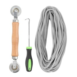 sourcing map Screen Repair Kit, 0.14"x 32.8 ft Window Screen Spline with Roller Tool and Spline Removal Hook for Patio Door Window Mesh Install and Replace, Gray