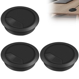Flintronic 3PCS Desk Grommet, Ø60mm(2.4 inch) Desk Cable Grommets, Round Desk Cable Hole Cover, Computer Cord Cable Wire Grommet for Home and Office Table Management (Black)