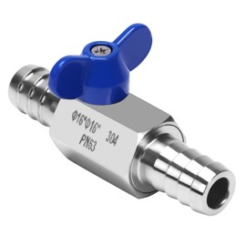 DERNORD 5/8" Hose Barb Ball Valve SS304 Mini Shut Off Ball Valve for Water Gas Fuel Drip Irrigation and Aquariums (Pack of 1)