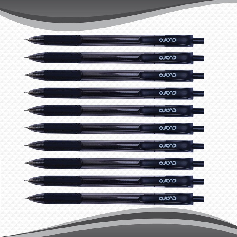 CLARO Trion Grip RT Retractable Ballpoint Pens, BLACK, Fine Point