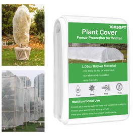 Cookmaster 10x50FT Plant Covers Freeze Protection, Garden Floating Row Covers for Raised Beds/Vegetables Insect/Winter Frost,Frost Cloth Plant Freeze Protection (White, 1.05oz/yd²)