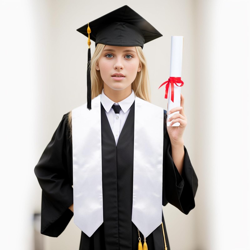 Gvhntk Unisex Plain Graduation Stole Honor Satin Sash Adult Students