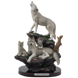 Howling Wolf and Family on a Rock Statue for Decorative Lodge and Rustic Cabin Decor Sculptures and Figurines & Wildlife Animal, Wolves or Timberwolves Collectible Art Gifts Howling Wolf and Family on a Rock Statue for Decorative Lodge and Rustic Cabin D