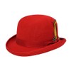 MAZ Unisex Hard Top Wool Bowler Hat With Feather Satin