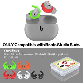 5 Pairs Compatible for Beats Studio Buds Ear Hooks, Soft Silicone Sport Anti Slip Studio Buds Ear Covers Accessories [NOT Fit in Case] - 5 Color