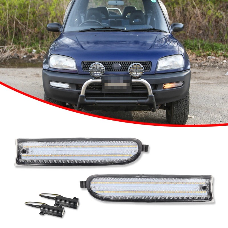 GTINTHEBOX Clear Front Bumper Switchback LED Paking Signal Lights For