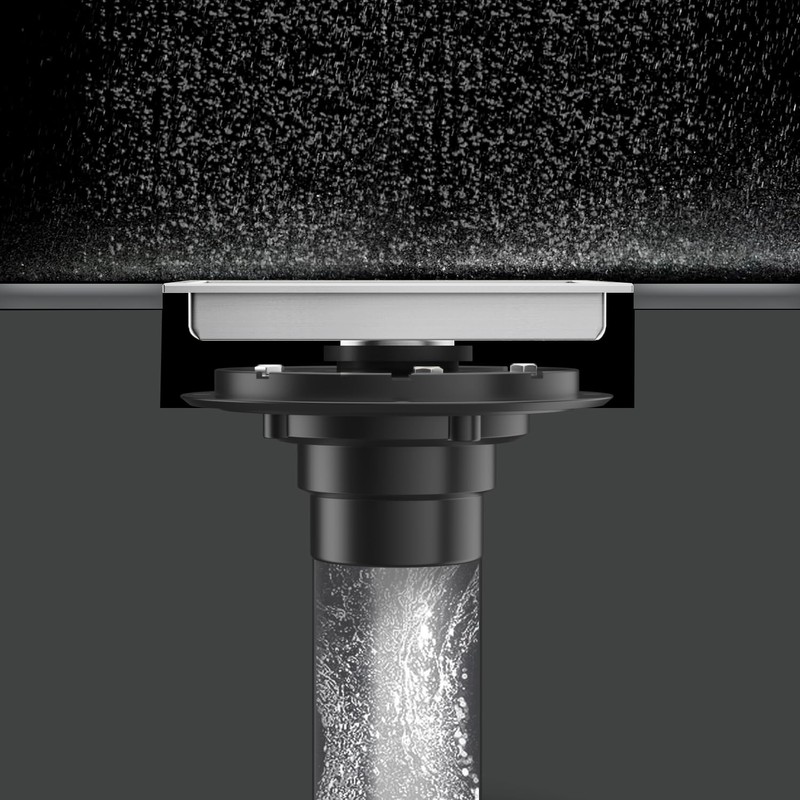 EXF Square Shower Floor Drain 6 Inch Brushed Nickel, Stainless