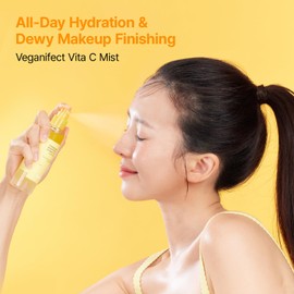 VEGANIFECT Vitamin C Mist with Niacinamide & Glutathione, Glow Mist for Dewy Skin, Makeup Setting Spray for face, Korean Skin Care, Vegan, 3.38 Fl Oz