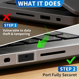 10-Pack USB Port Lock with 1 Key, Metal USB-A Port Blocker,Security Data Protection for PC Laptop, Anti-Theft USB Lock, Dust & Moisture Proof Type-A Connector Cover,Removable (Black