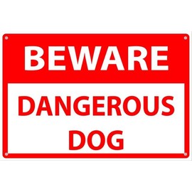 Estiyond Beware Dangerous Dog Aluminum Tin Sign Indoor Or Signs For Home Kitchen Farm Garden Garage Wall Decor 12X8Inch