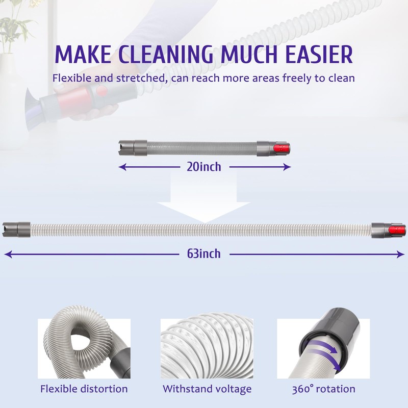 Dusting Brush & Flexible Extension Hose Compatible with Dyson V7/