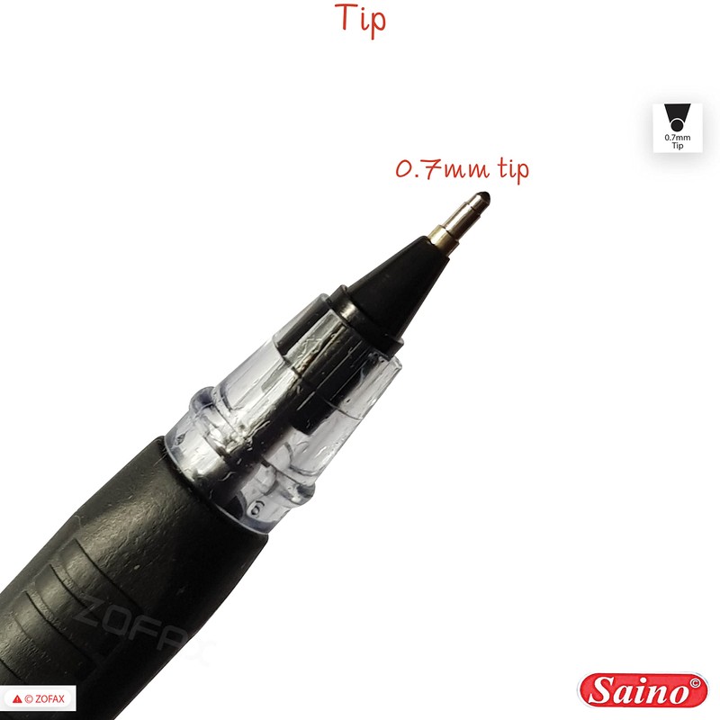 SAINO 5 x 0.7mm Tip Tri-Fit Triangular BLACK Ballpoint Pens
