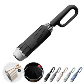 Ring Buckle Umbrella, Reflective Safety Strip, Sturdy Windproof, Reverse Automatic Umbrella, Ring Buckle Fully Automatic Umbrella, Travel Portable, Compact Folding Travel Umbrella (Black)