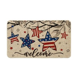 Artoid Mode American Flag Stars Patriotic 4TH of July Doormat, Memorial Day Home Decor Low-Profile Switch Rug Door Mat Floor Mat for Indoor Outdoor 17x29 Inch