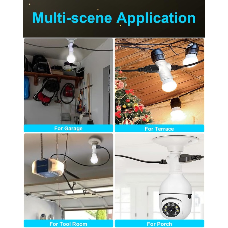 Light Socket Outlet Adapter, 3 Prong Light Socket Adapter, Polarized