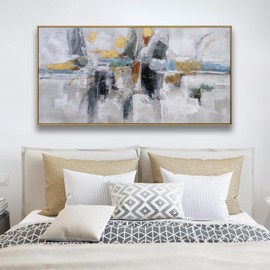 Abstract Colorful Wall Art Painting Black Art Wall Decor 20x40 Inch with Framed For Living Room Decorations Teal And Gold Art Office Decor Colorful Canvas Picture Artwork For Bedroom Kitchen