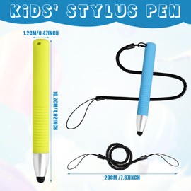 2pcs Kid-Friendly Stylus Pens for Touch Screens, Capacitive Stylus Pen with Spring Cord, Kid Tablet Stylus Pen Children's Crayon Stylus Pen for Touch Screen Devices Smartphones Tablets