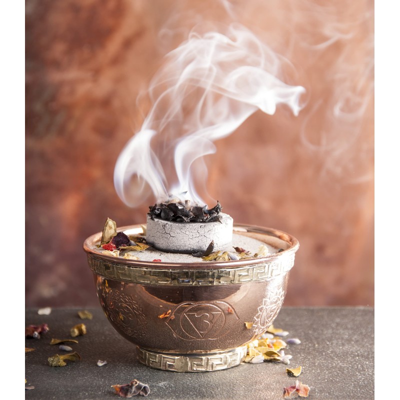 NKlaus Chakra Incense Bowl Diameter 8 cm Solid Copper Incense