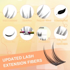 NAGARAKU Self-Transplanting Segmented False Eyelashes 0.07 mm Pack of 50 Individual Cluster Eyelashes Makeup Prefabricated Fans for DIY Home 11-12-13 mm Mixed Length