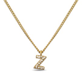 Gold Letter Chain for Women I 18K Gold-Plated Necklace with Zirconia Initials I Golden, Stainless Steel Letter Chain, Stainless Steel
