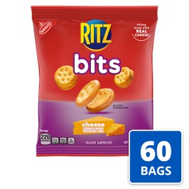 RITZ Bits Cheese Sandwich Crackers, Snacks for Kids and Adults, Bulk Lunch Snacks, 60 - 1.5 oz Packs