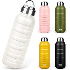 TYESO Water Bottle Mug Bottle Vacuum Insulated Sports Bottle Direct Drinking Stainless Steel Double Wall Wide Mouth with Handle Adults Children (White, 34 oz)