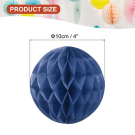 PATIKIL 4" Tissue Paper Pom Poms Flower Balls, 10 Pack Party Hanging Paper Flower Balls Decoration for Birthday Wedding Home Backdrop Decor, Navy Blue