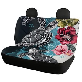 Howilath Hawaii Sea Turtle Hibiscus Floral Print Trendy Car Seat Covers for Women Front Back Seat Cover Set of 4 Car Decoration Universal Fit