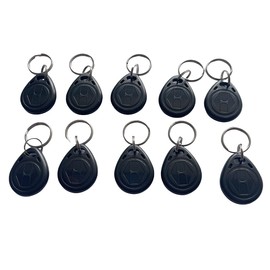 10PCS 125Khz Writable RFID Close Range Key T5577 Fob Label Rewritable RFID Keychain NFC Token Label for Copying/Cloning Cards (Black)