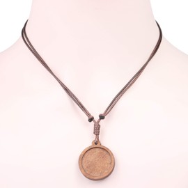 Reidgaller 10pcs Fit 25mm Round Wood Cabochon Pendant Trays DIY Wooden Cord Necklace Base Setting Blanks for Jewelry Making