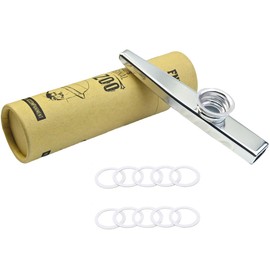BALUKEYS Kazoo Musikinstrument,Metall-Aluminium Kazoo Strumenti Musicali mit 10 Kazoo Flötenmembranen und einer schönen Box,Hochwertiges Musikinstrument für Spaß und Kreativität(Silber)