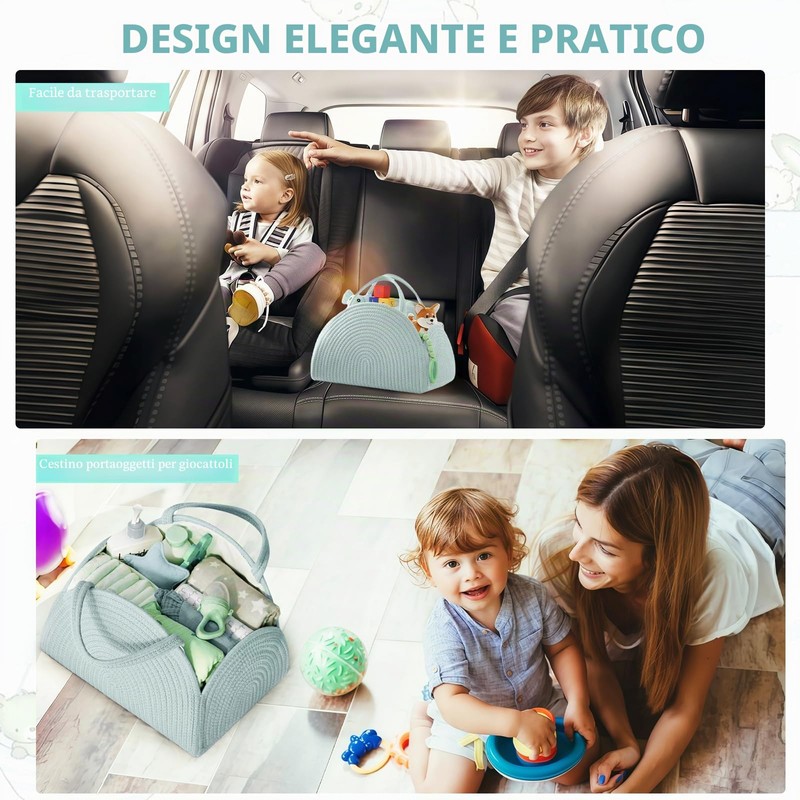 Organizer per pannolini, cestino per pannolini per bambini, cestino portatile