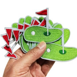 2.5"x2.4" 12pcs Golf Sport Green Grass Golf Course Iron On Embroidered Patches Appliques Machine Embroidery Needlecraft Decorate Hat Cap Bag Clothes Accessory