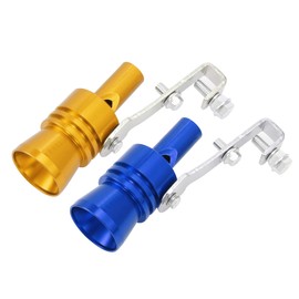 X AUTOHAUX 2pcs XL Size Universal Car Turbo Sound Exhaust Muffler Blue Yellow