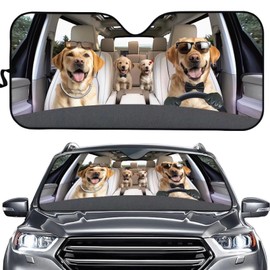 Family Golden Retriever Auto Sun Shade Cover Novelty Window Visor Protector Sun UV Reflector Universal Fit Car SUV Truck